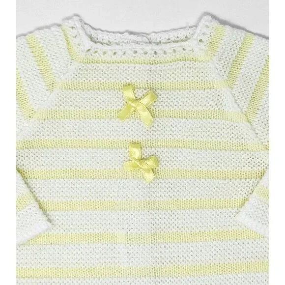 Newborn Baby Knit Outfit, Striped (Yellow) - Picture 3 of 5